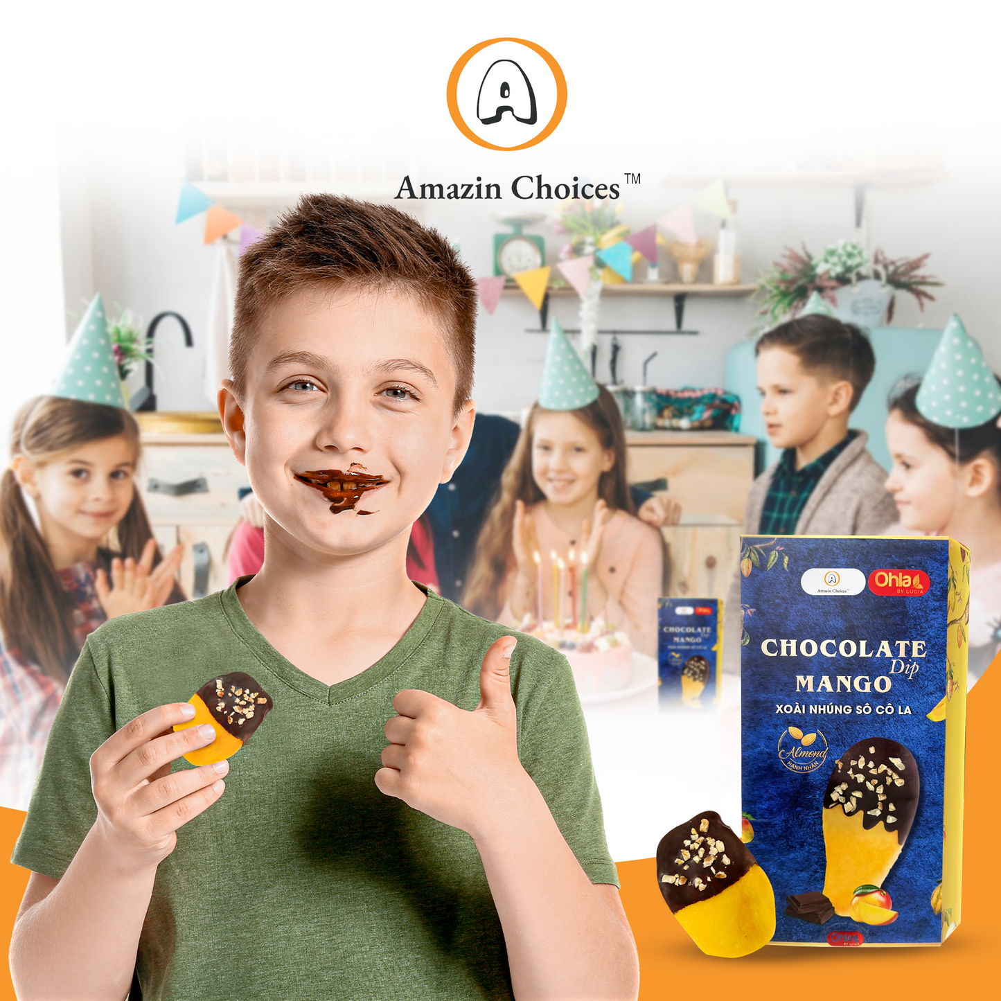 Almond Chocolate-Dipped Mango