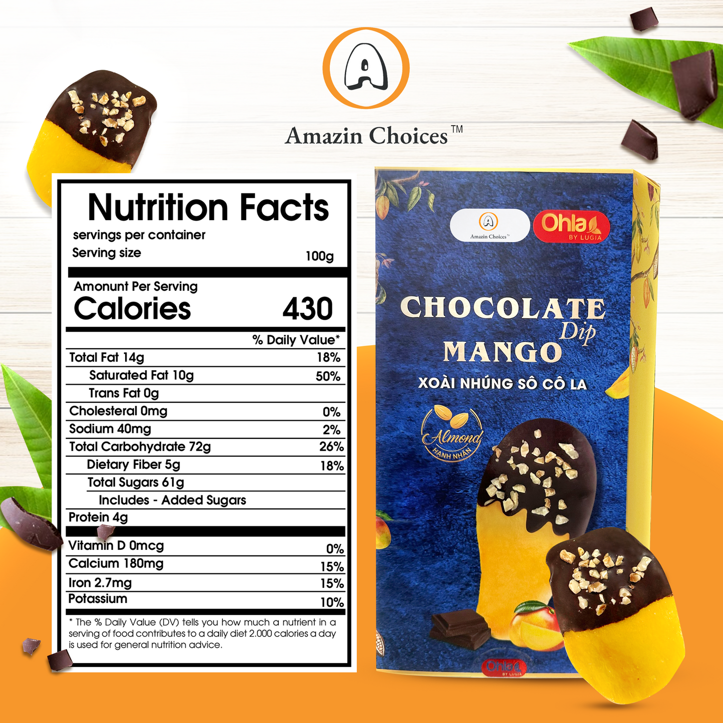 Almond Chocolate-Dipped Mango