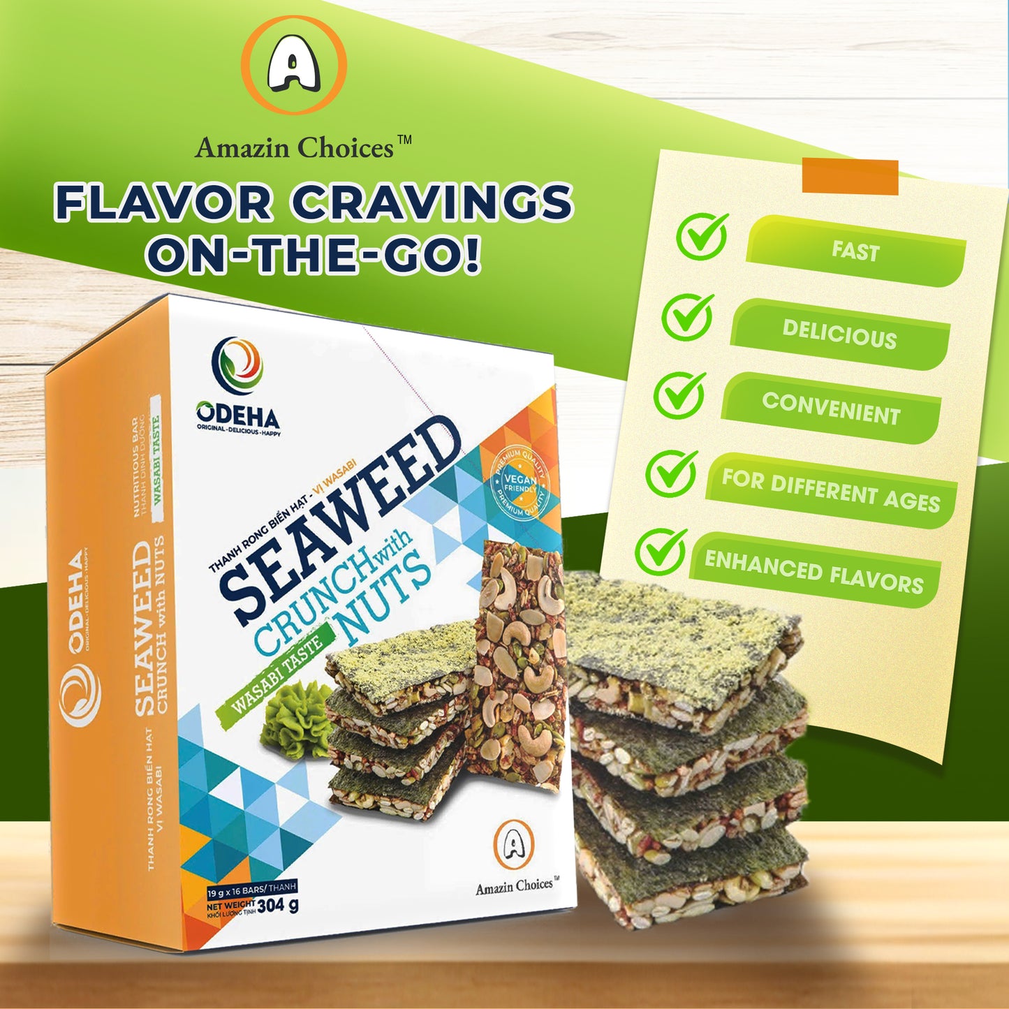Seaweed Crunch with Nuts - Wasabi