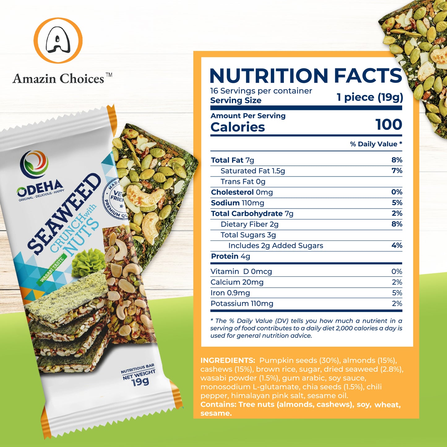 Seaweed Crunch with Nuts - Wasabi