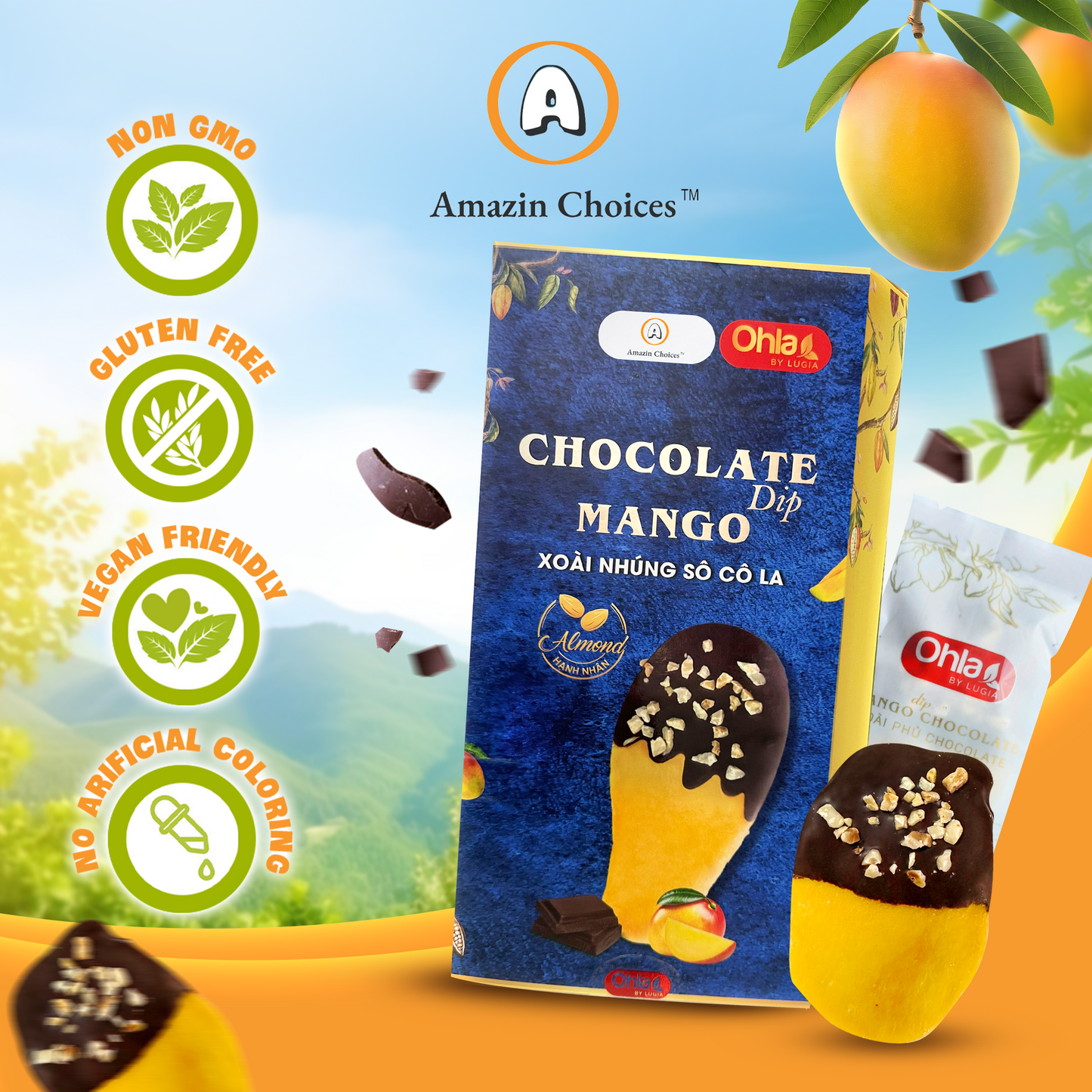 Almond Chocolate-Dipped Mango